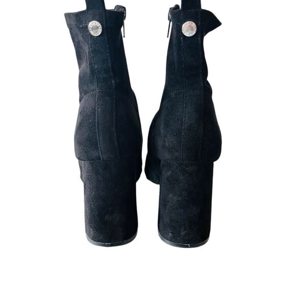 Steve Madden Falona Black Faux Suede Sock Booties Block Heel Size 10 - Picture 7 of 9